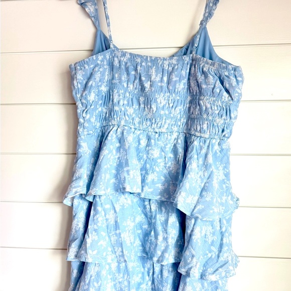 New, Altar’d State, Blue Floral Sundress With Flutter Sleeves, Size Large - Picture 2 of 6